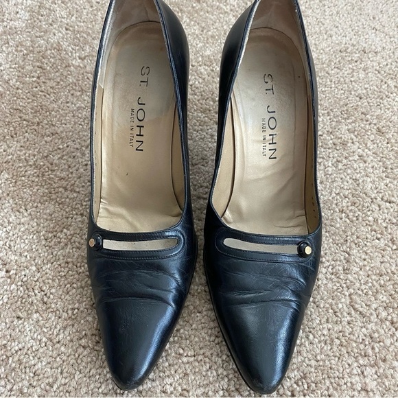 St. John | Women's Black Leather Pumps Size 6.5 - Picture 2 of 10